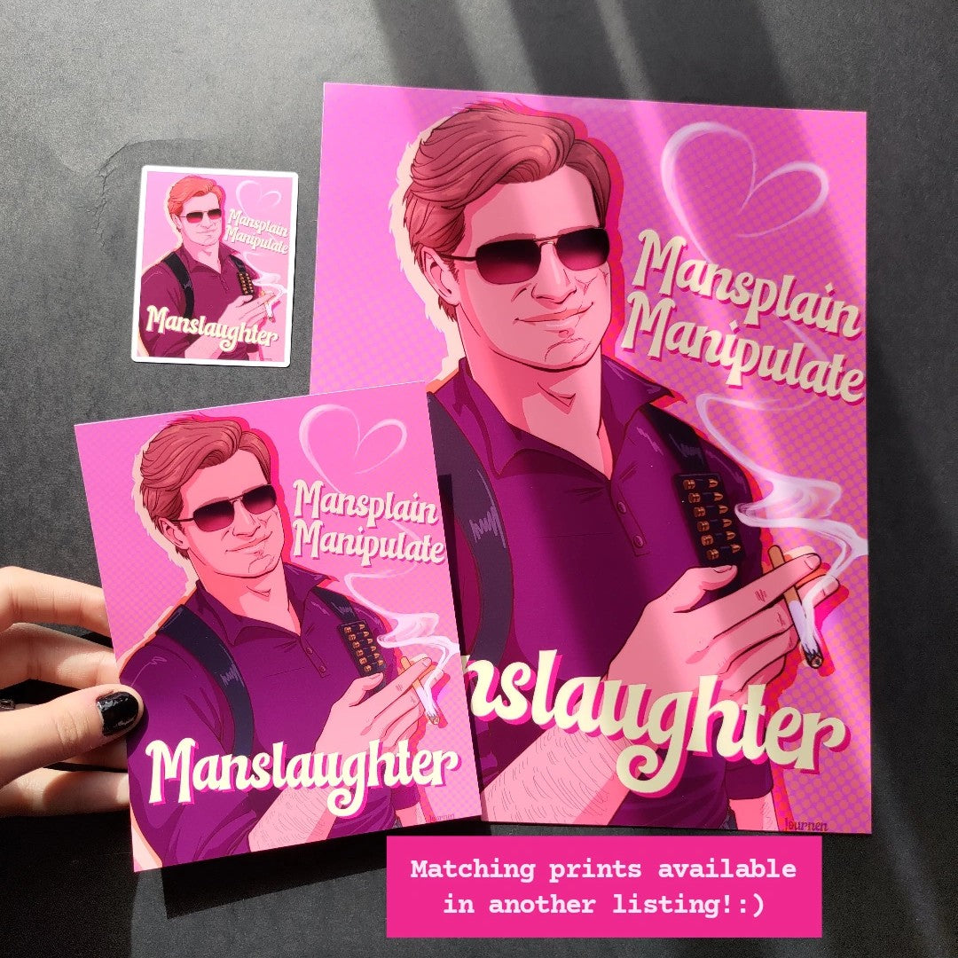 Mansplain, Manipulate, Manslaughter Adler Stickers!