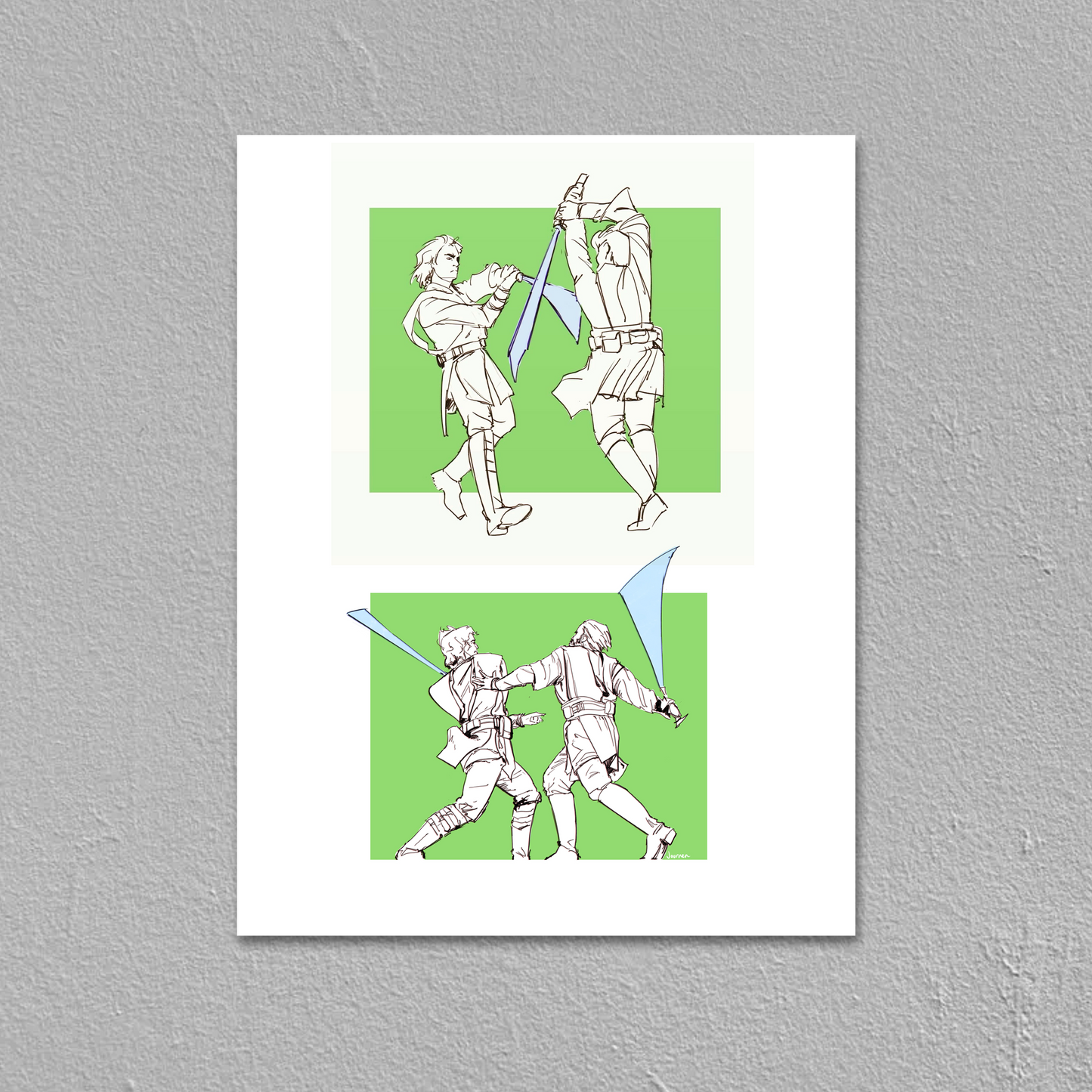 Obi-Wan vs Anakin Mustafar Fight Poses - Art Prints