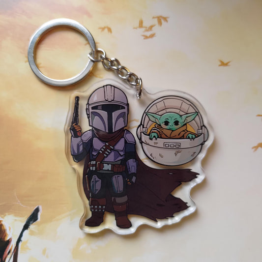 Mando and Grogu Acrylic Charm Keychain!