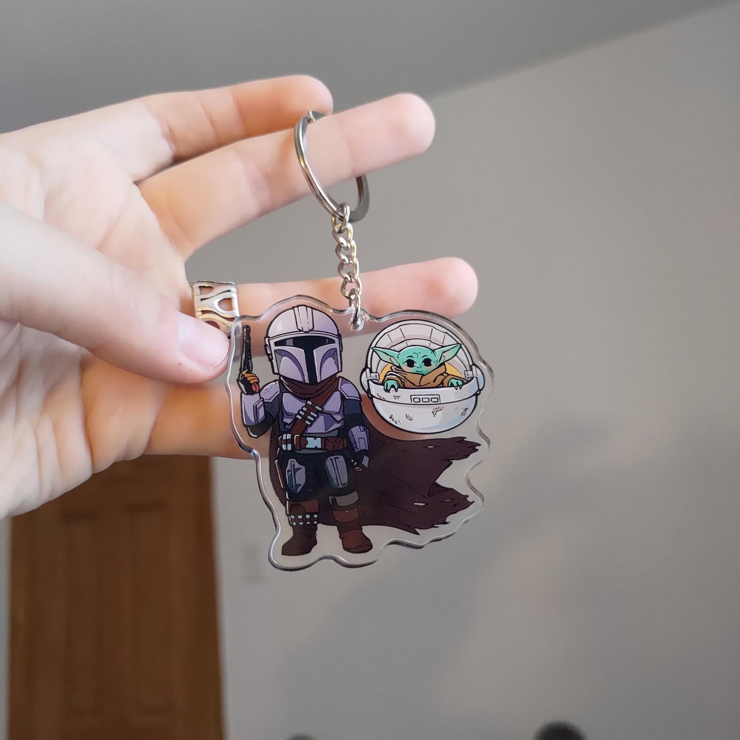Mando and Grogu Acrylic Charm Keychain!