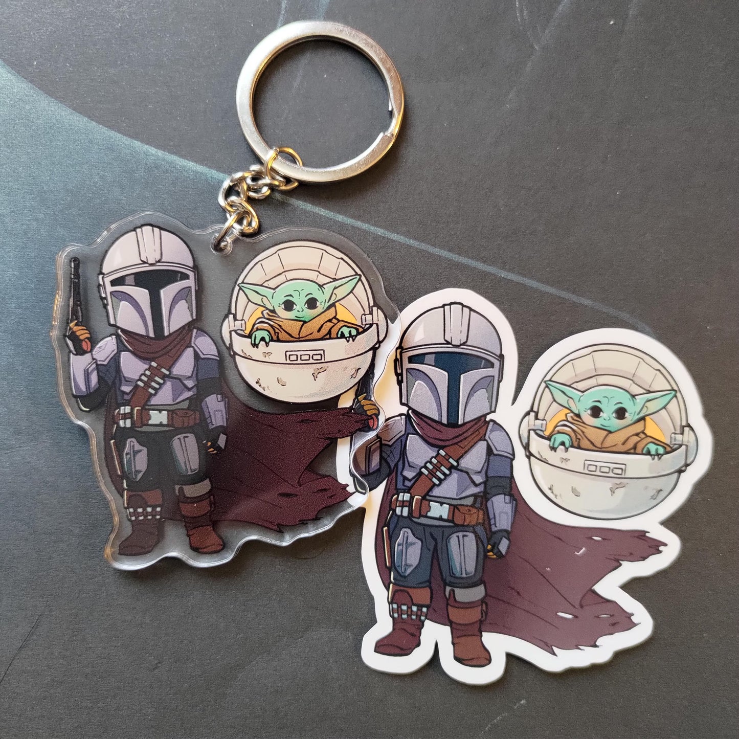 Mando and Grogu Acrylic Charm Keychain!