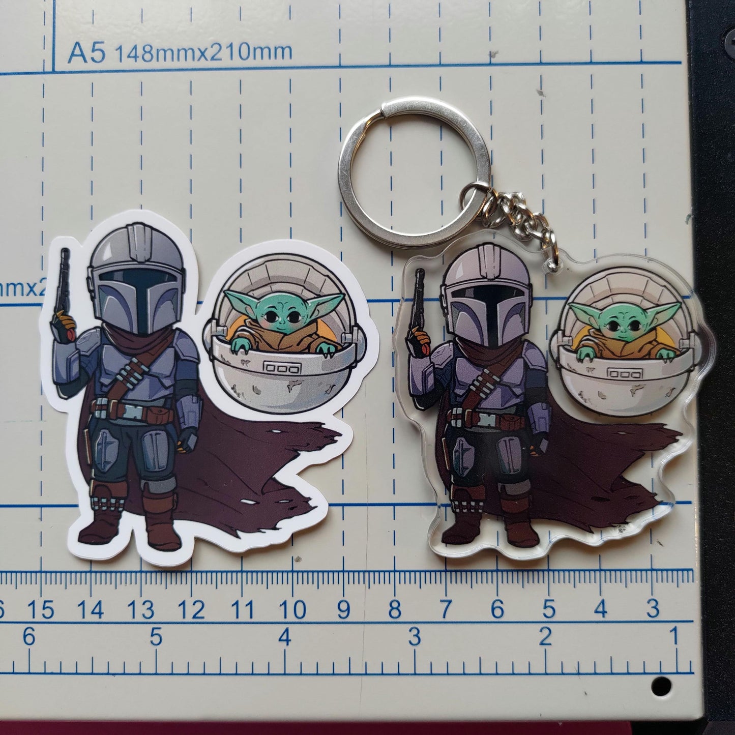 Mando and Grogu Acrylic Charm Keychain!