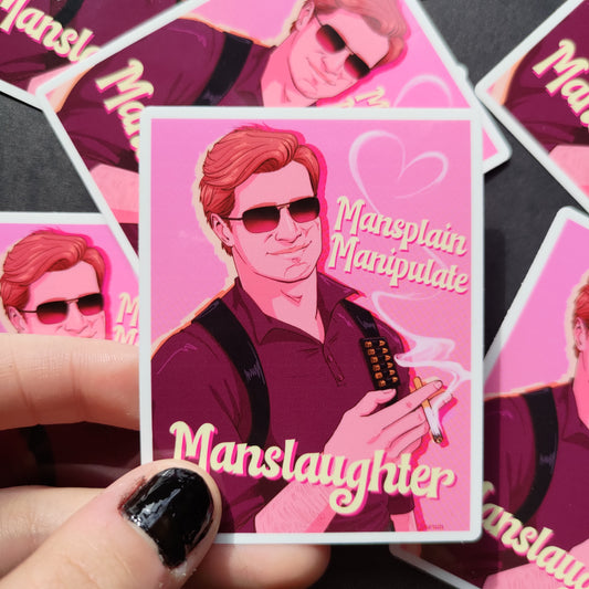 Mansplain, Manipulate, Manslaughter Adler Stickers!