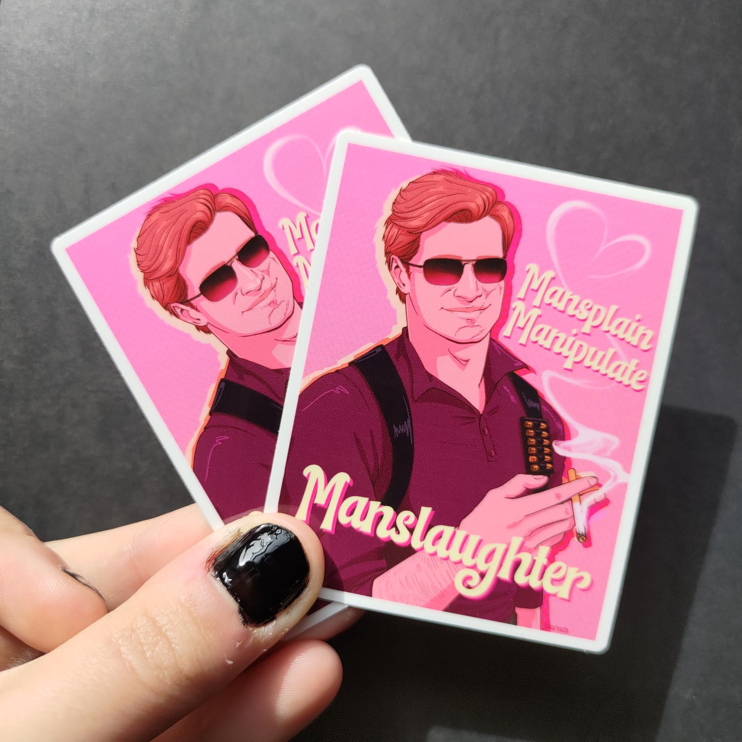 Mansplain, Manipulate, Manslaughter Adler Stickers!