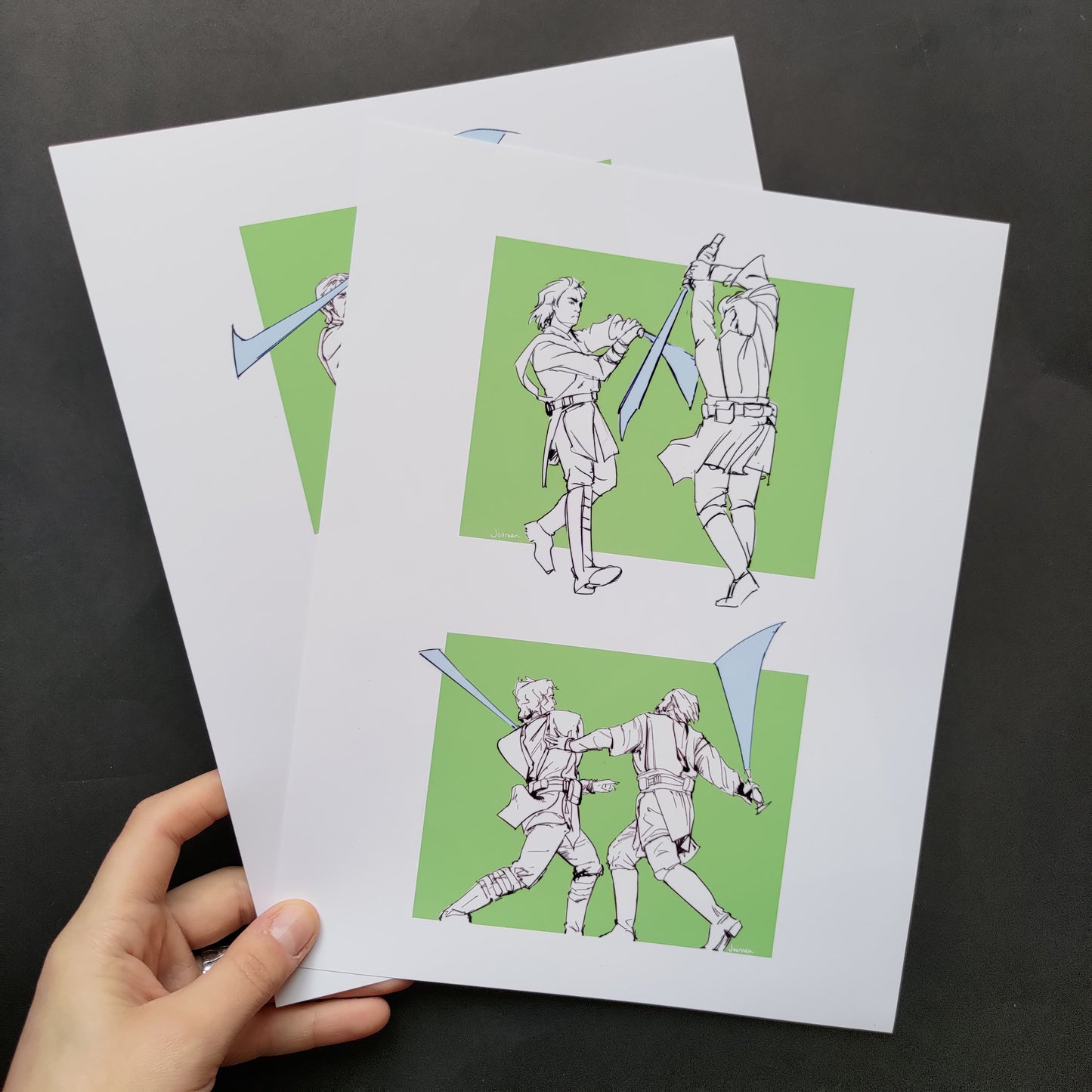 Obi-Wan vs Anakin Mustafar Fight Poses - Art Prints