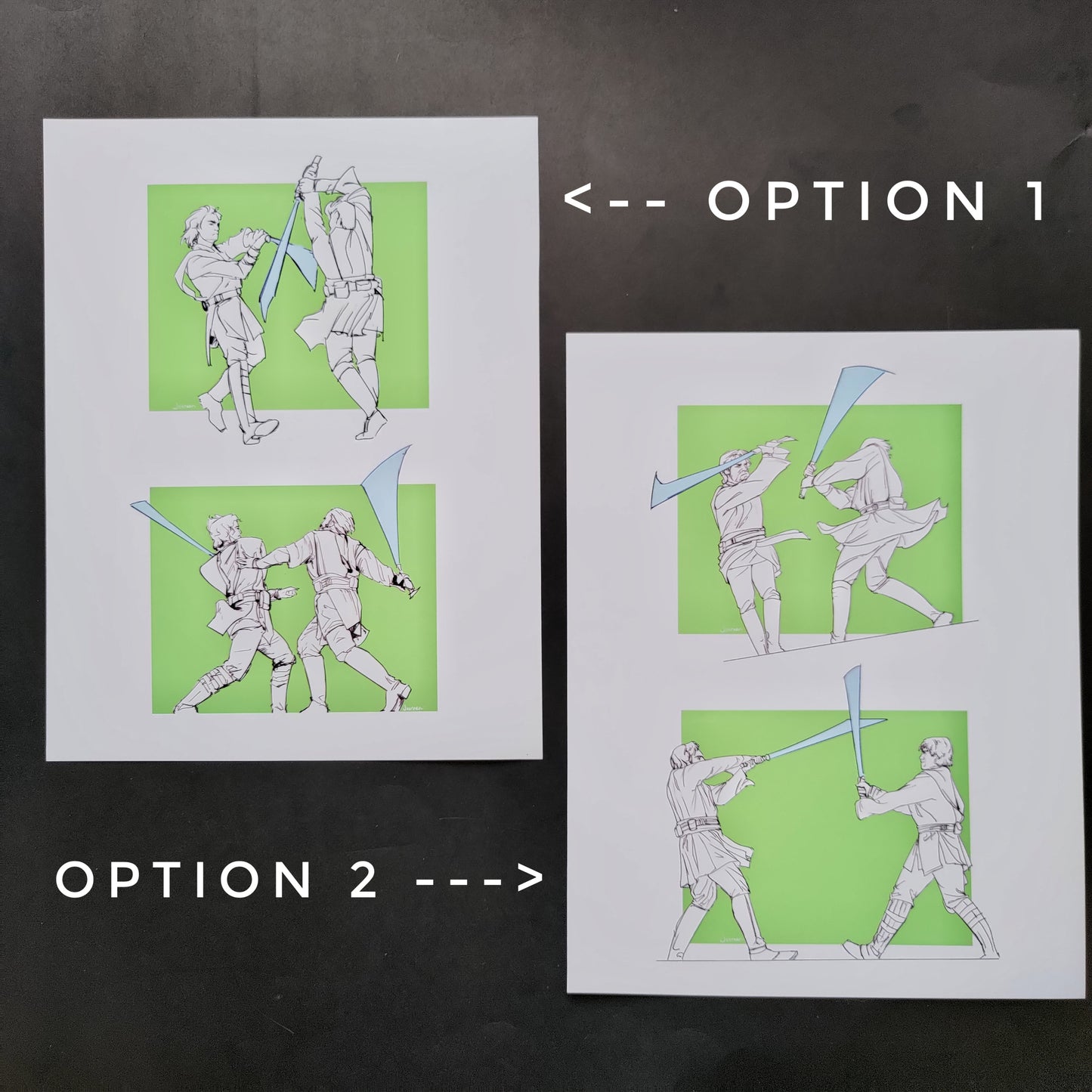 Obi-Wan vs Anakin Mustafar Fight Poses - Art Prints