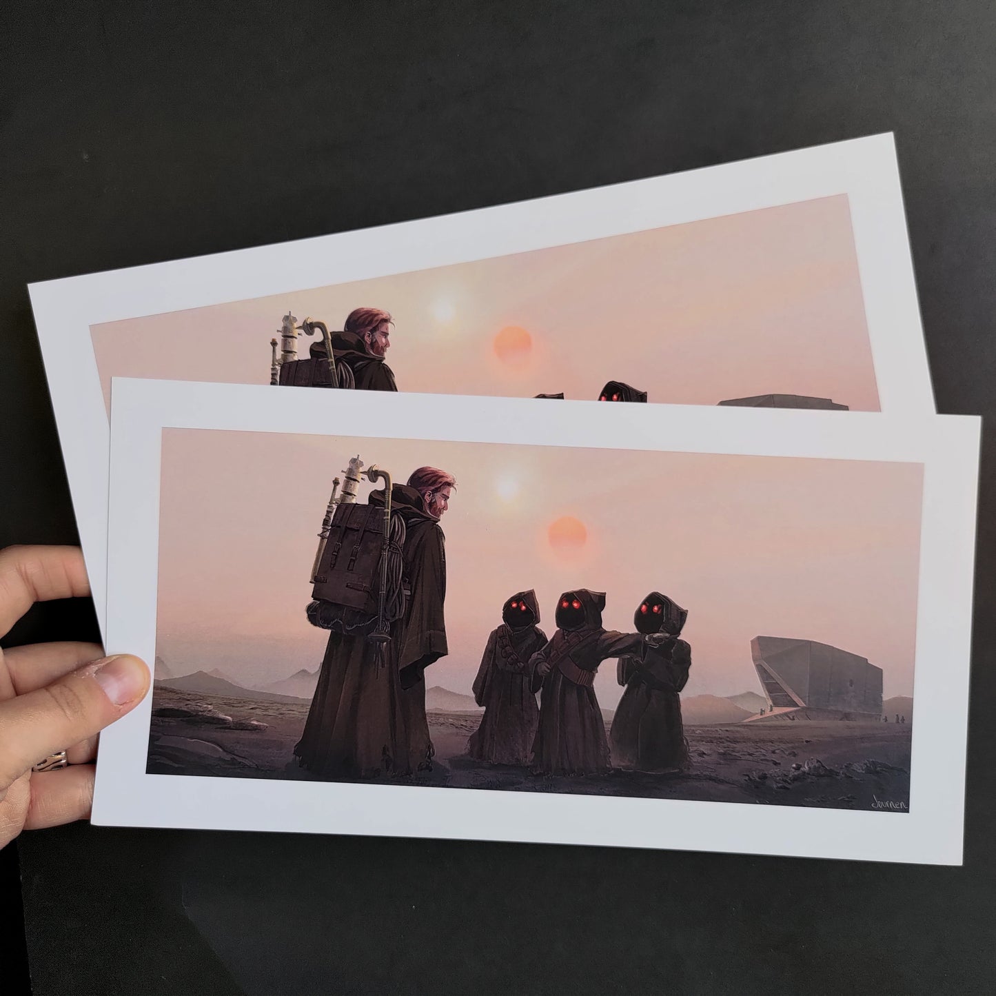 Obi-Wan and Jawas - Art Print