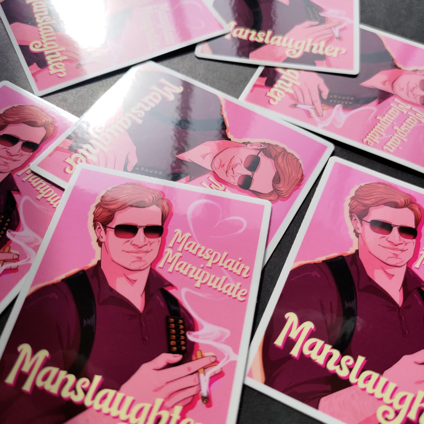Mansplain, Manipulate, Manslaughter Adler Stickers!